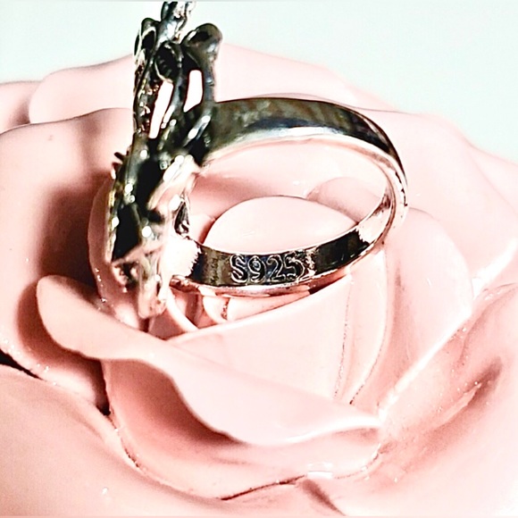 Sterling Silver Rose and Vine Ring size 8 - Picture 4 of 9